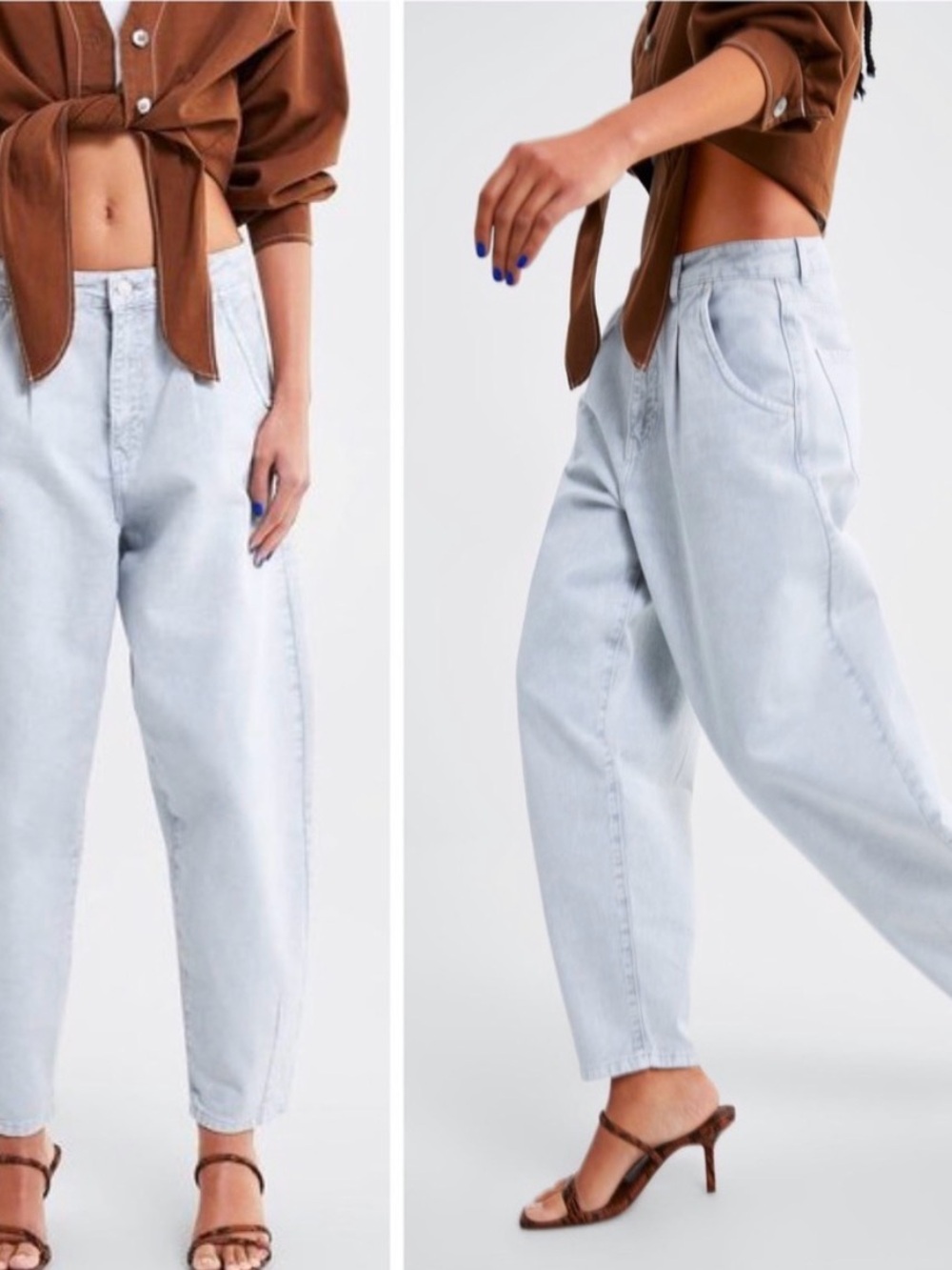 Zara Light Wash High-Rise Relaxed Jeans